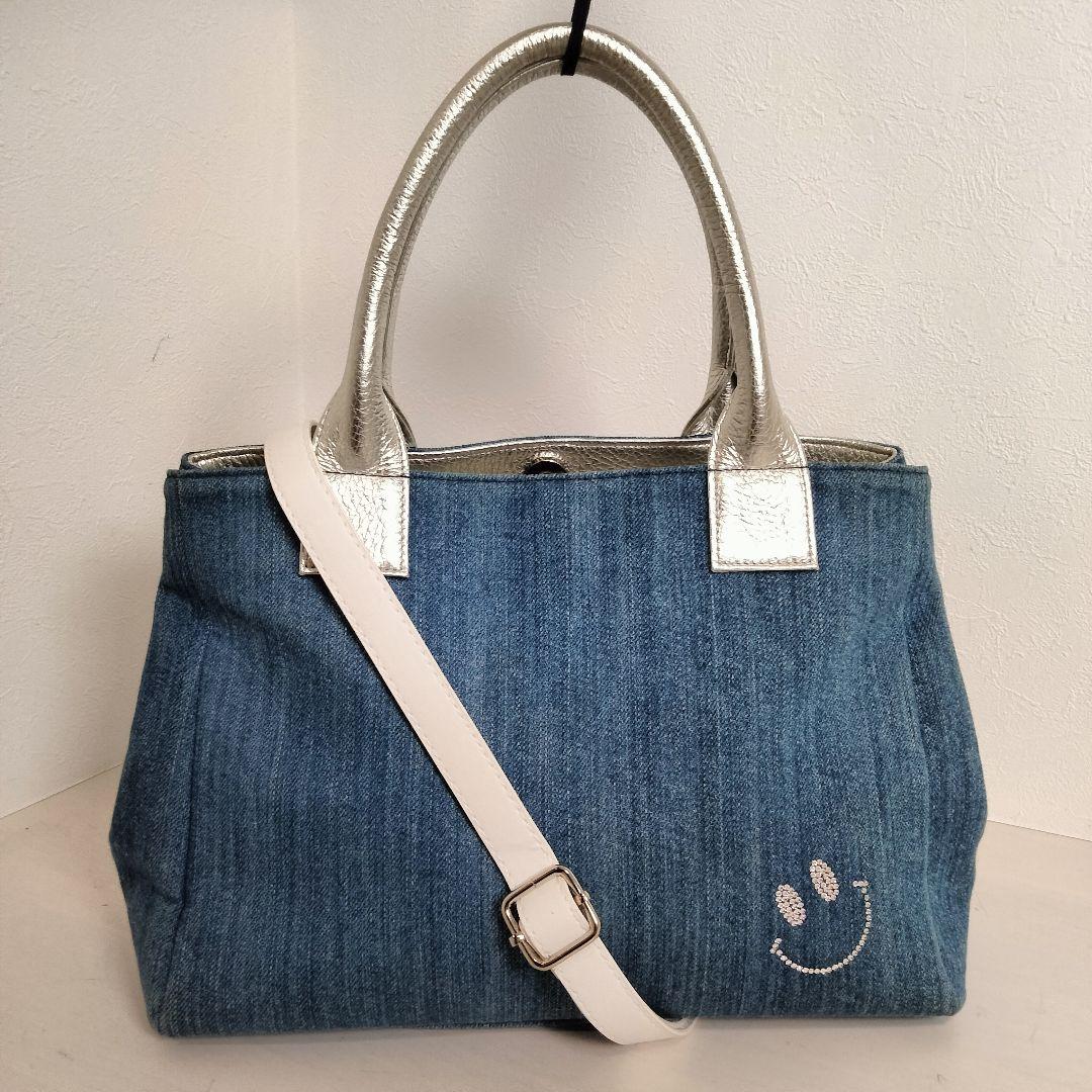 サロンドアルファード 2way ハンドバッグ デニム ショルダー スマイル