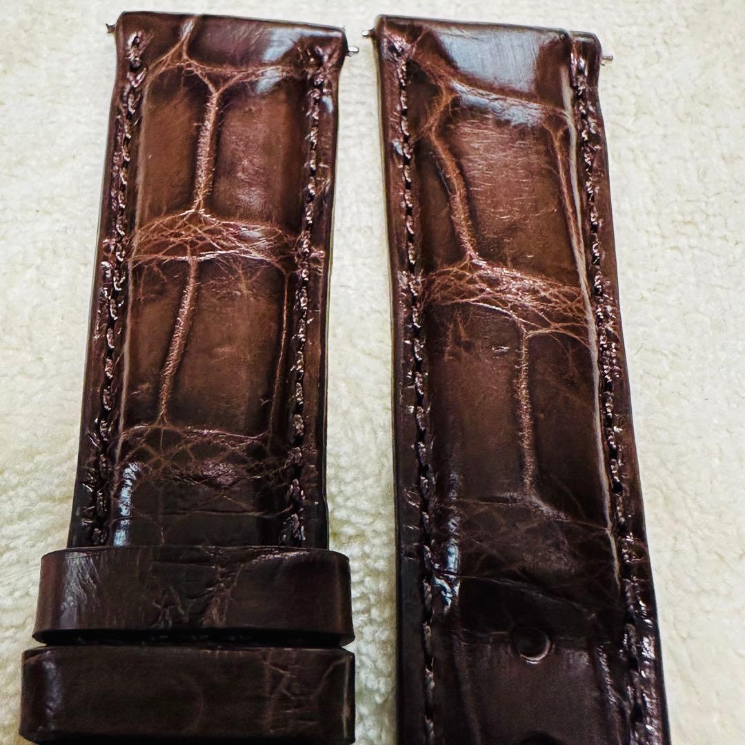 7002#21mm-18mmダークブラウン★本物クロコダイルベルト★スイス製