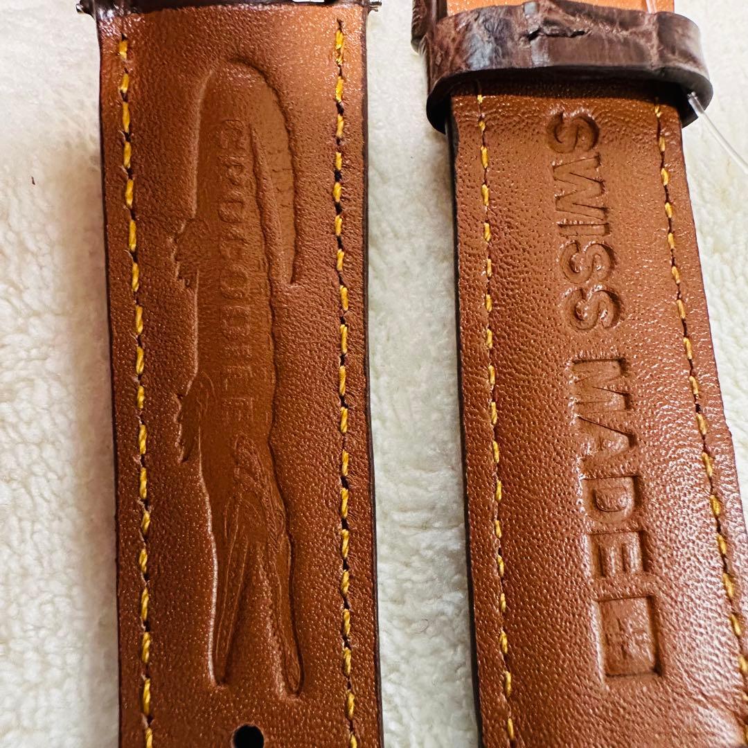 7002#21mm-18mmダークブラウン★本物クロコダイルベルト★スイス製