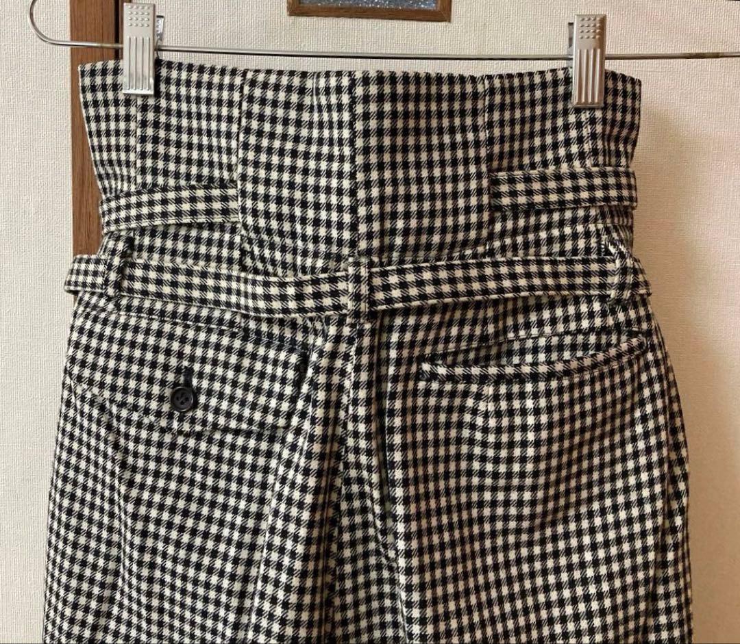 ハイウエスト 白黒チェック ウール秋冬パンツ　レディースM 1987年　川久保怜