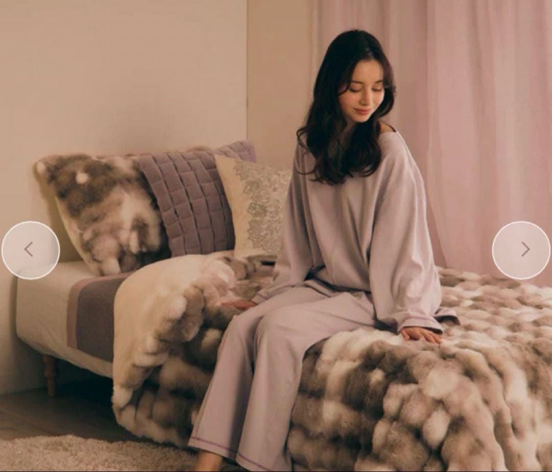 美品　フランフランWARMY ポコモコファー 掛け布団カバー シングル グレー