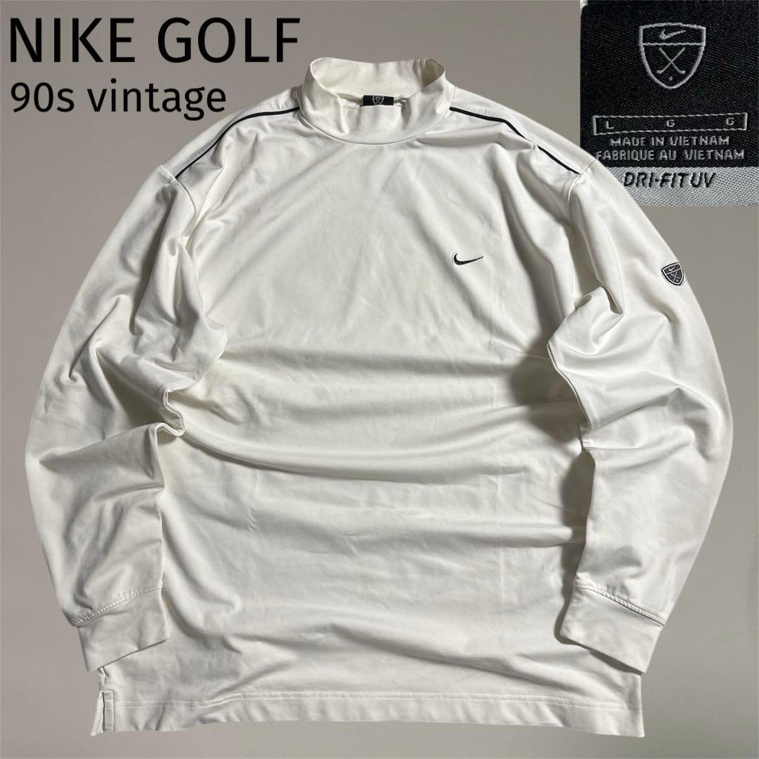 90s OLD NIKE GOLF モックネック ロンT 刺繍ロゴ カットソー