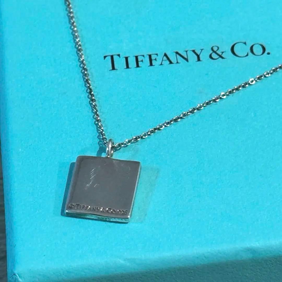 ティファニー　ノーツ　プレート　スクエア　ネックレス　Ag925