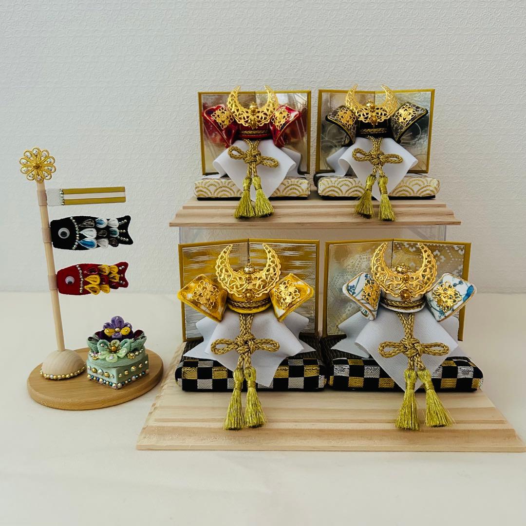 兜　五月人形　鯉のぼり　おしゃれ兜　リバティ　ハンドメイド　つまみ細工　可愛い