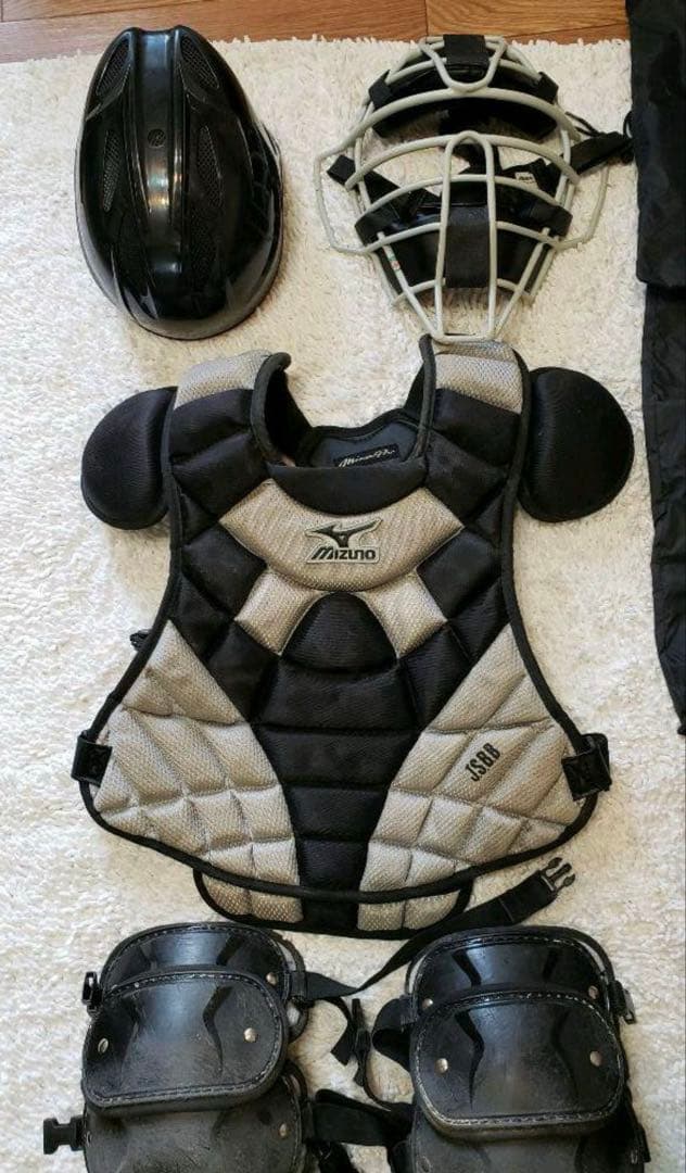 ぬ*ち様 ミズノプロ 軟式 キャッチャー防具 フルセット袋付き