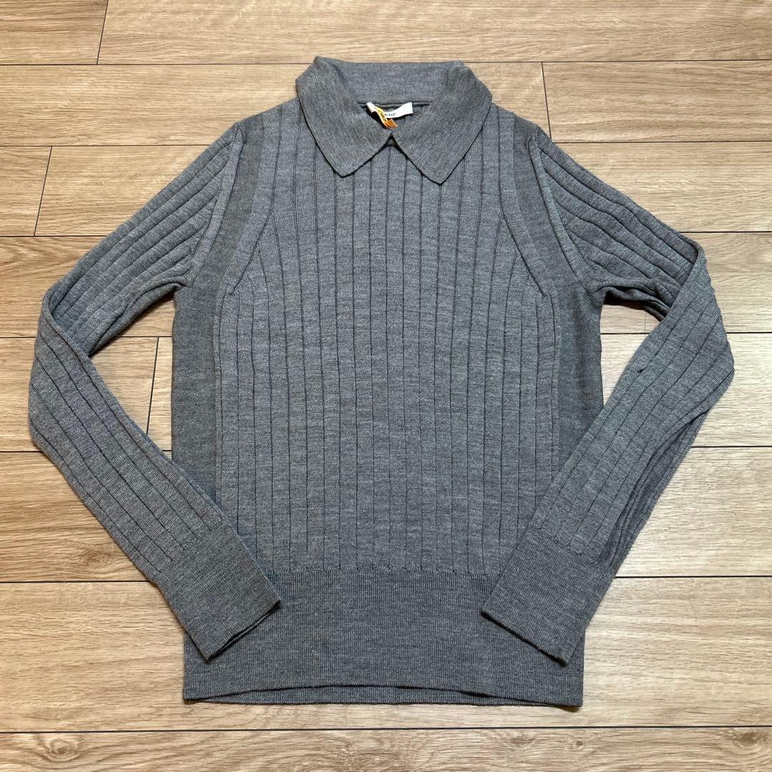 スローン 18Gワイドリブ エクストラファインメリノウール 襟付きプルオーバー