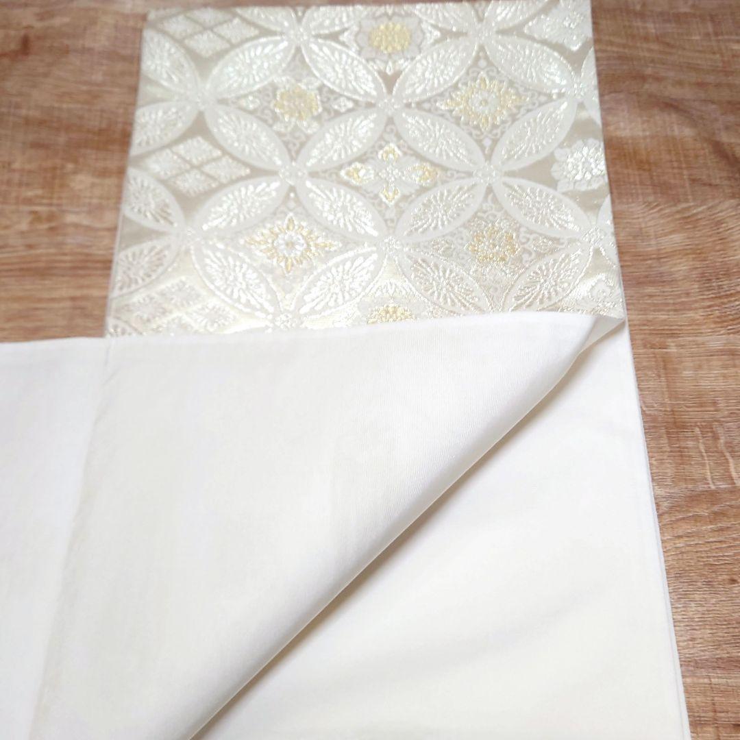 袋帯　七宝　白銀　金糸　リーズナブル　六通　お仕立て込み