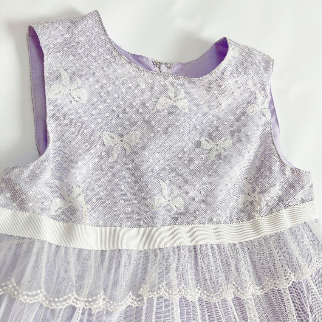 ラベンダー×ホワイト 120 セレモニー 入学 卒園 発表会 フォーマル