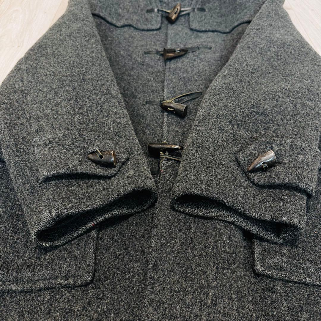 【XL相当】バーバリーロンドン　ダッフルコート　ノバチェック　グレー　英国製