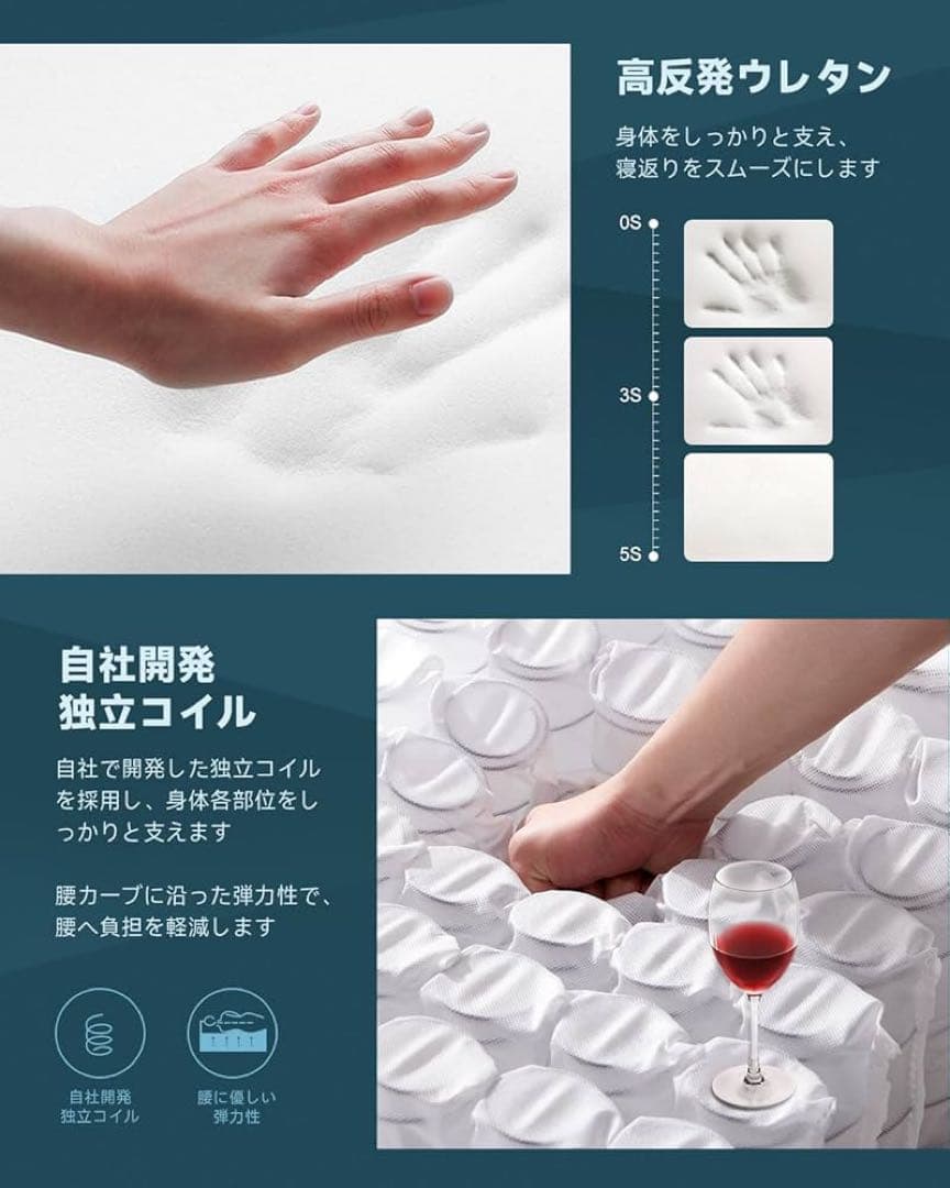 【Z-HOM 】マットレス クイーン 高反発 17cm ポケットコイル 体圧分散