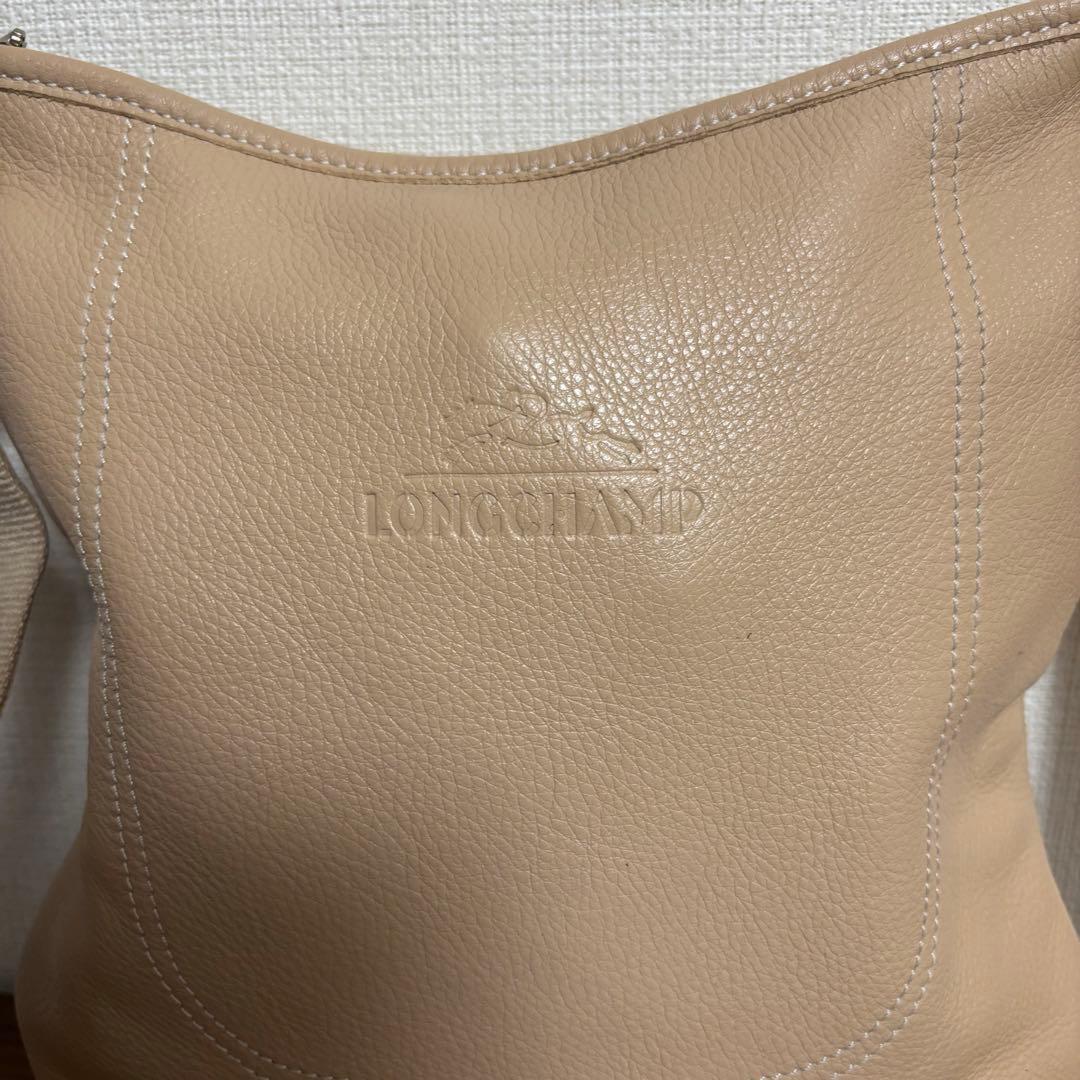 ロンシャン　Longchamp レザー ショルダーバッグ 明るいベージュ 美品