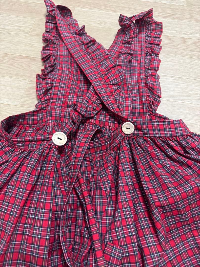 24時間以内に匿名配送 モモコハウス 赤チェック　エプロン