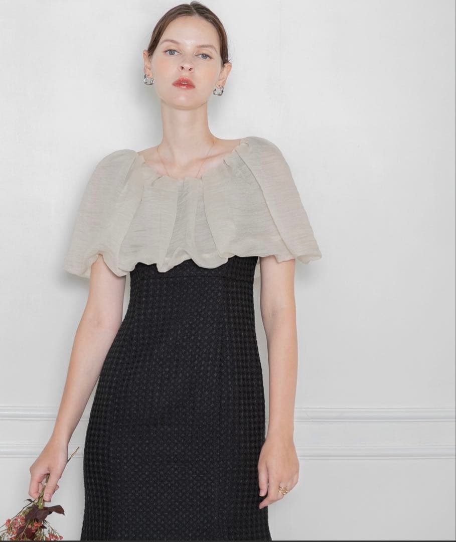 【maiさん専用】フリル付きオフショルダー 黒 パーティードレス