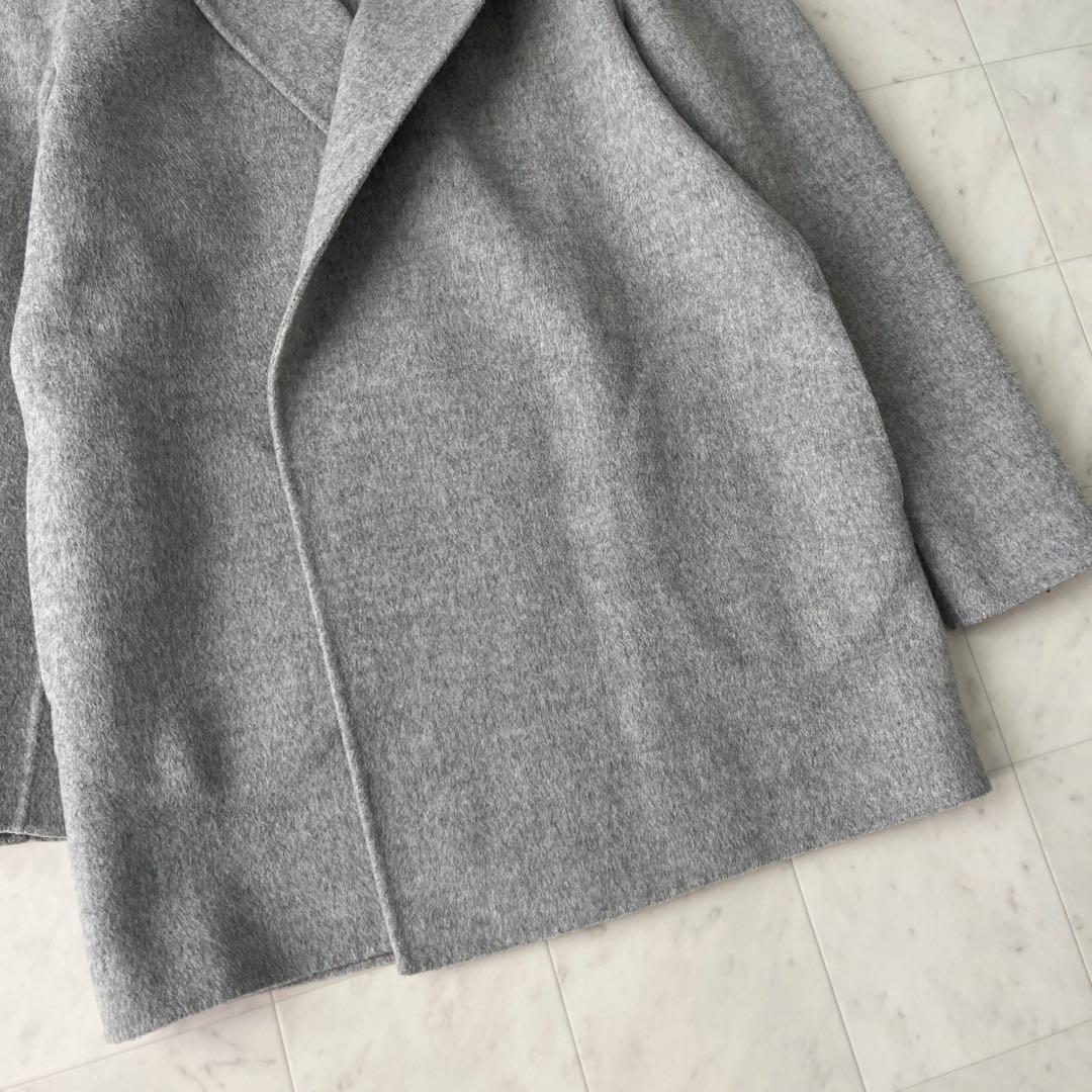 美品♡セオリー カシミア混 ダブルフェイス リバーコート グレー S