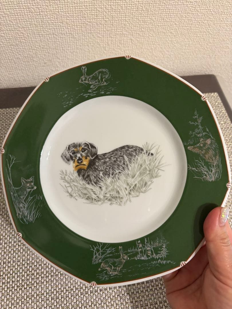 貴重　廃盤　エルメス HERMES 犬 八角形皿 2枚セット プレート　ダックス