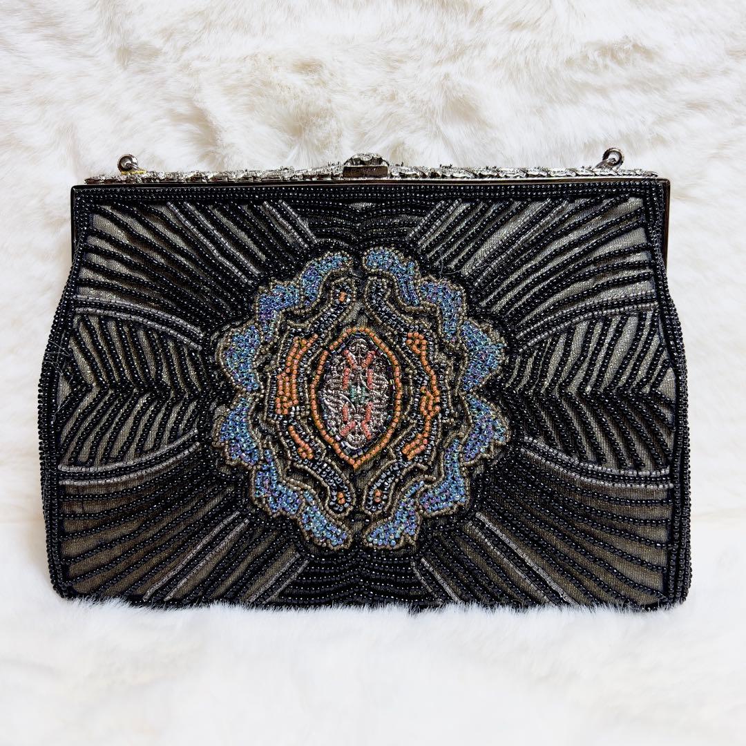 【新品】東京イギン ビーズバッグ ハンドバッグ 総ビーズ刺繍 希少 パーティー