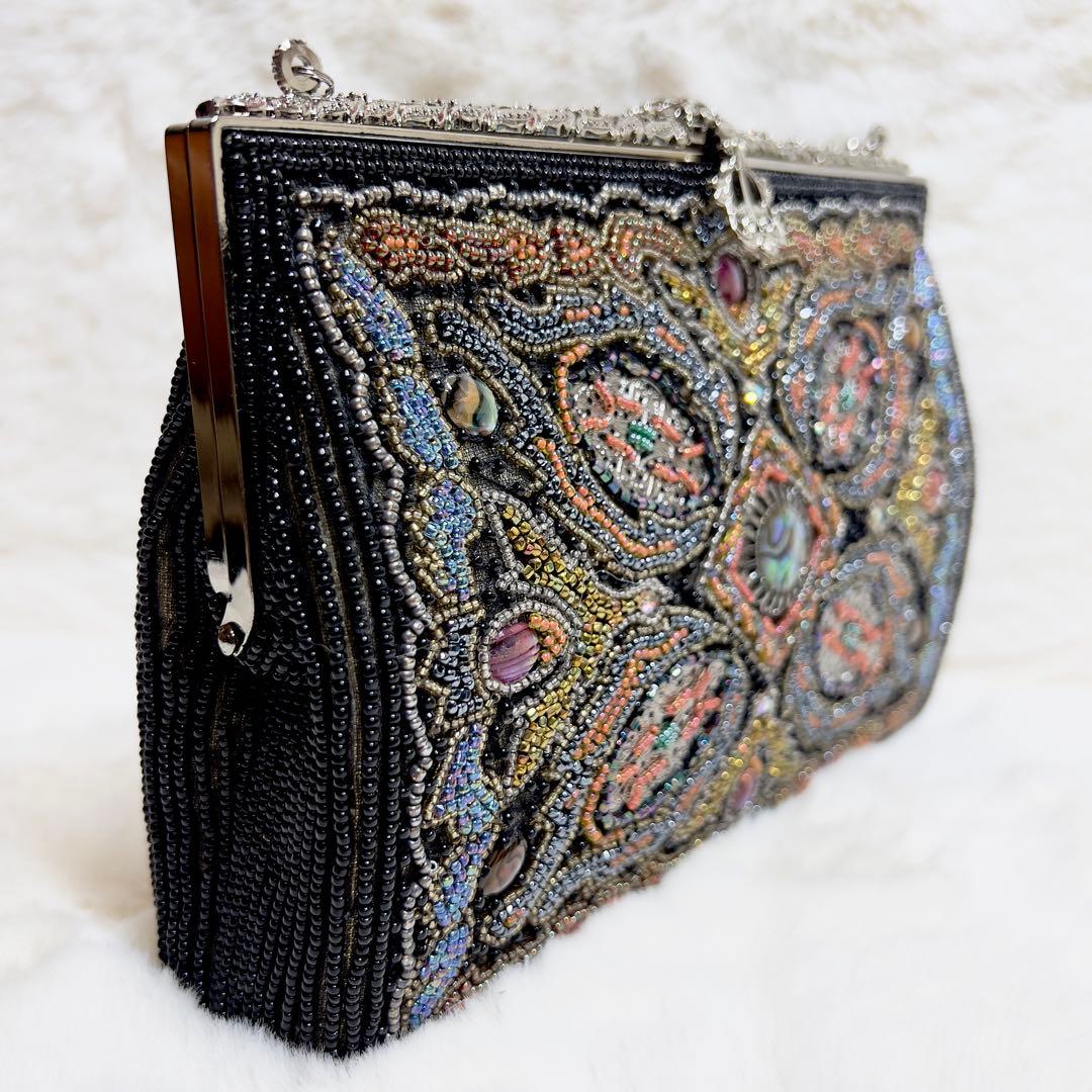 【新品】東京イギン ビーズバッグ ハンドバッグ 総ビーズ刺繍 希少 パーティー