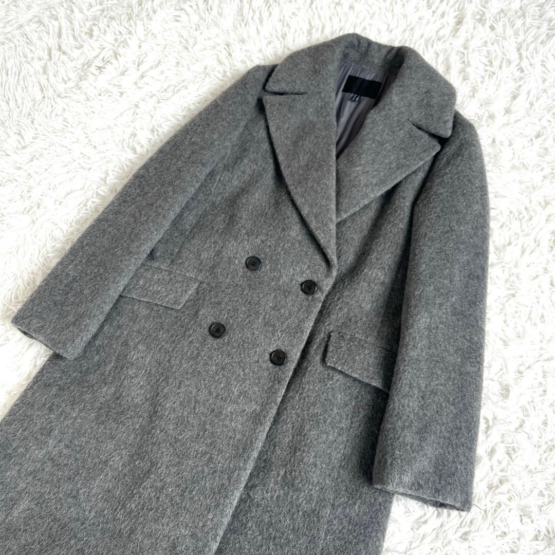 美品☆ ICB チェスターダウンコート　アルパカ混　グレー　M〜Lサイズ