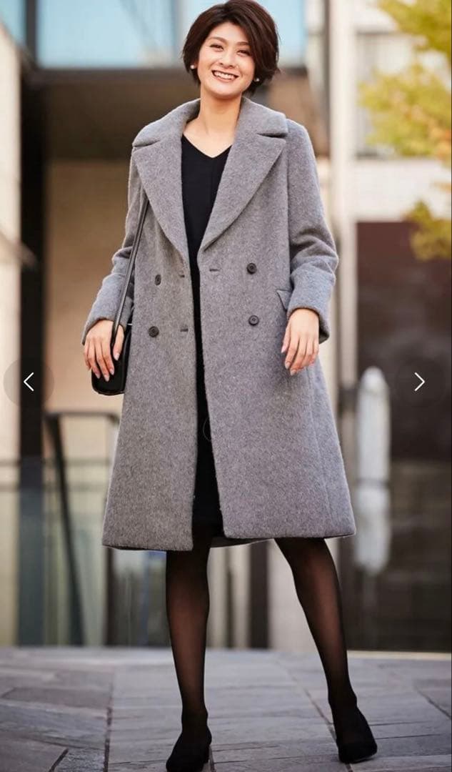 美品☆ ICB チェスターダウンコート　アルパカ混　グレー　M〜Lサイズ