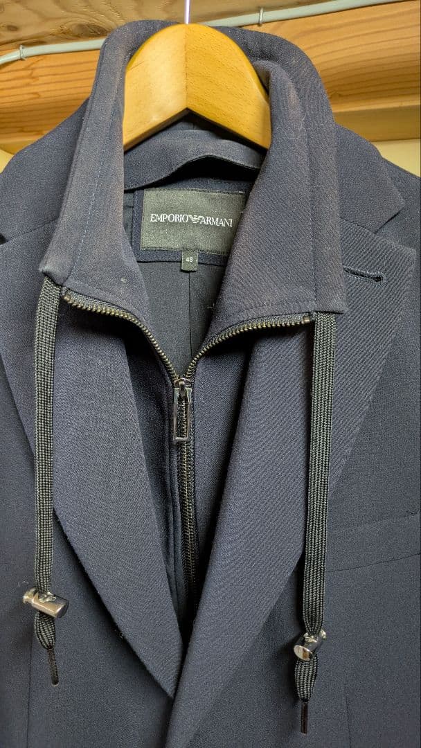エンポリオアルマーニ テーラードジャケット 48 ストレッチ素材 襟取り外し可