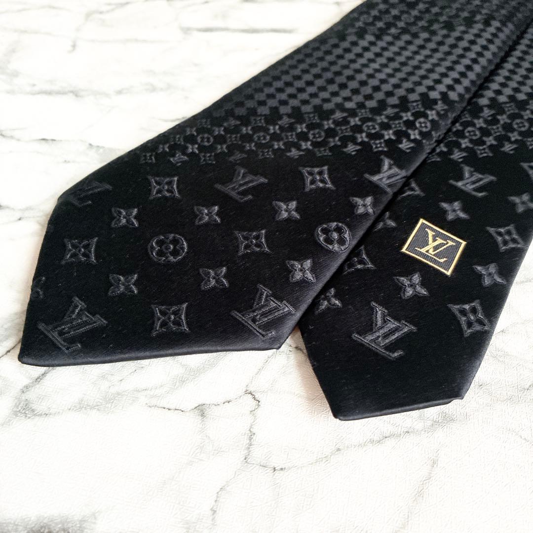 ✨未使用箱付き✨ルイヴィトン　ダミエミックスモノグラム　ブラック　ネクタイ
