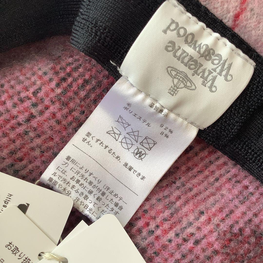 新品★ヴィヴィアンウエストウッド★ハーレクインチェック柄バスクベレー帽★ピンク系