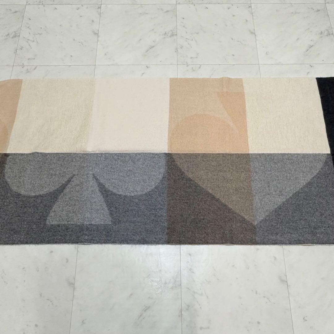 良品 katespade カシミヤ100% 大判 ストール マフラー スペード柄