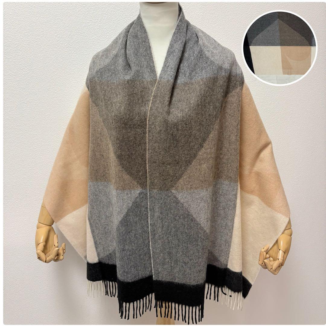 良品 katespade カシミヤ100% 大判 ストール マフラー スペード柄