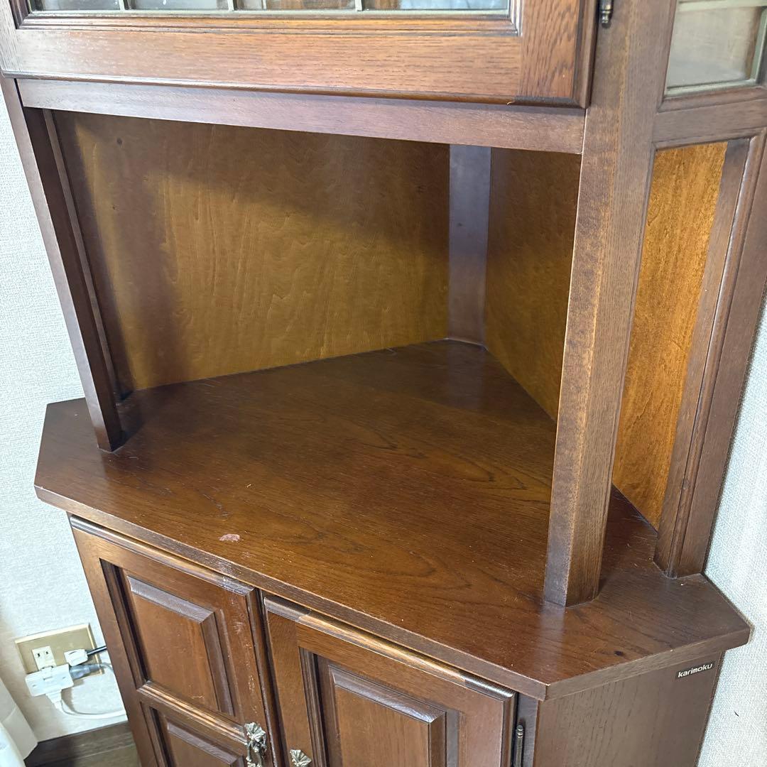 オールドカリモク　コーナーキャビネット　飾り棚　コロニアル