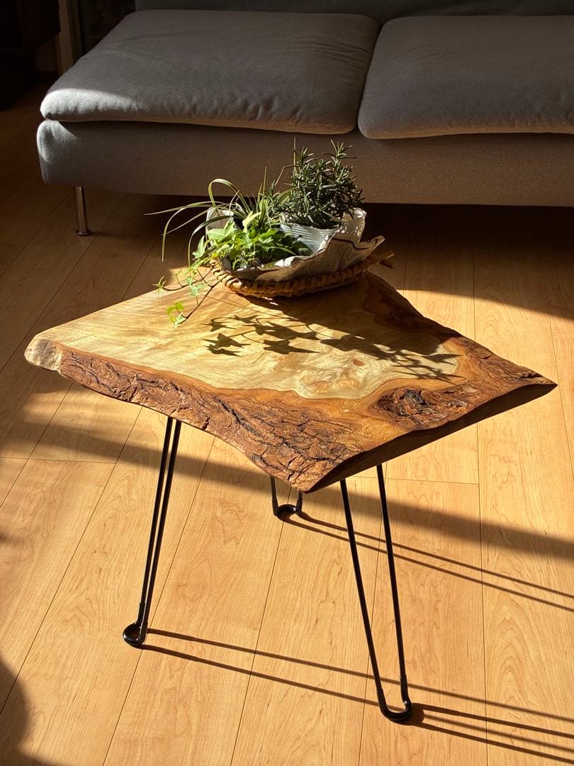 【現品限り】国産楠（くすのき） 無垢一枚板サイドテーブル｜天然木の表情を楽しむ