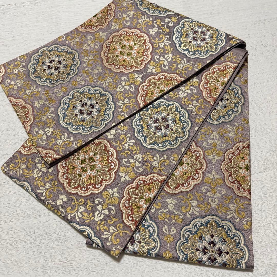 D115＋　m-40 華文 六通 唐織 袋帯 正絹