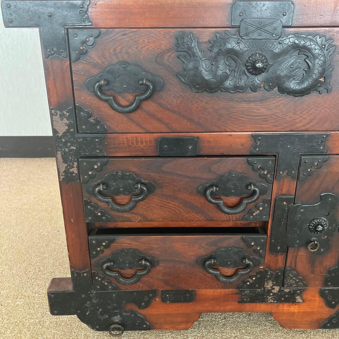 アンティーク 和箪笥　船箪笥　車箪笥　鉄金具