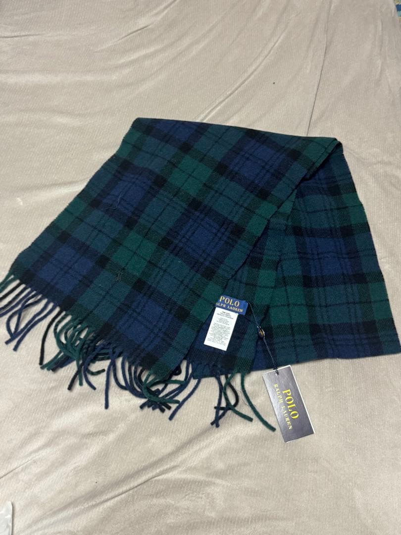 POLO Ralph Lauren ダークグリーン ネイビー チェック マフラー
