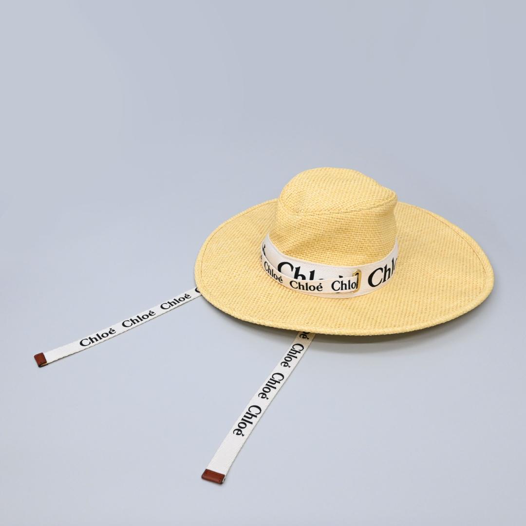 □ 45979★Chloe クロエ 帽子 ラフィア　ハット 麦わら帽子