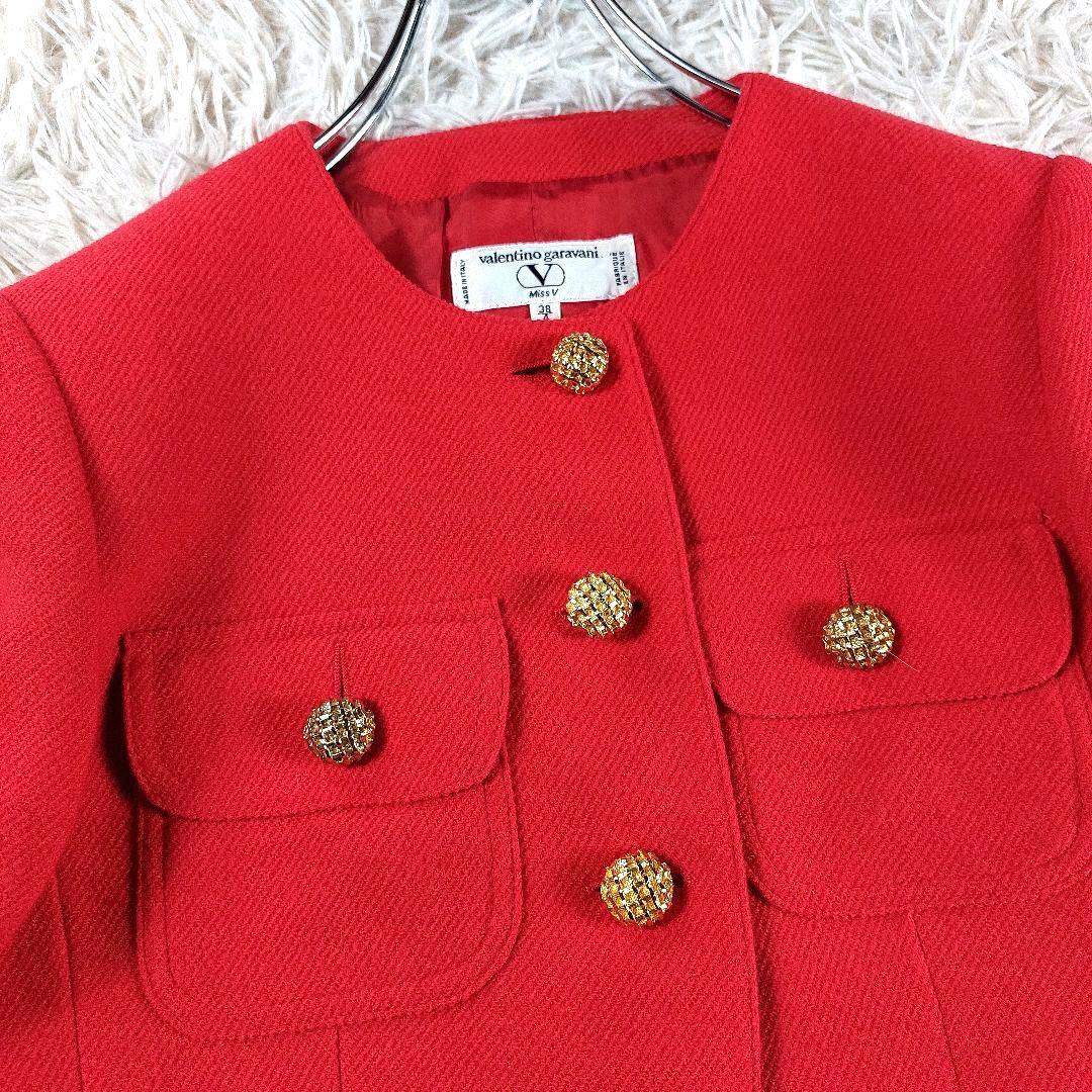 美品 VALENTINO GARAVANI 金ボタンノーカラージャケットイタリア
