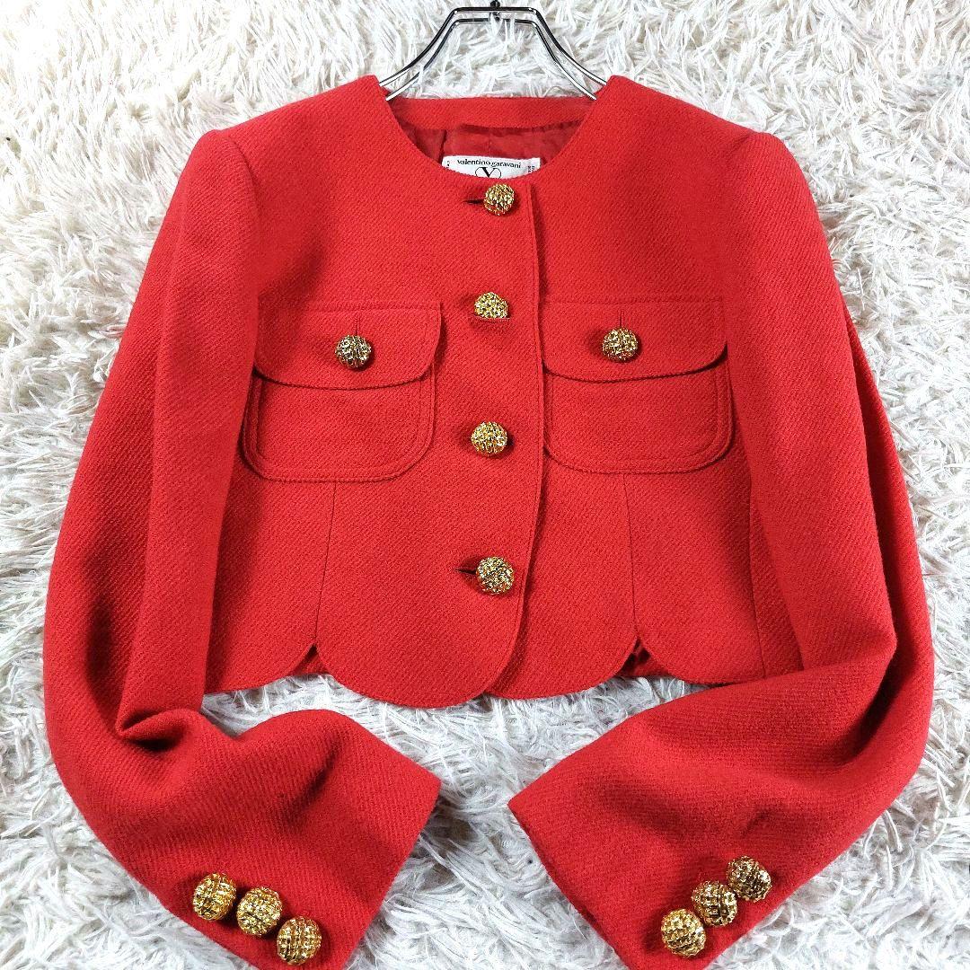 美品 VALENTINO GARAVANI 金ボタンノーカラージャケットイタリア