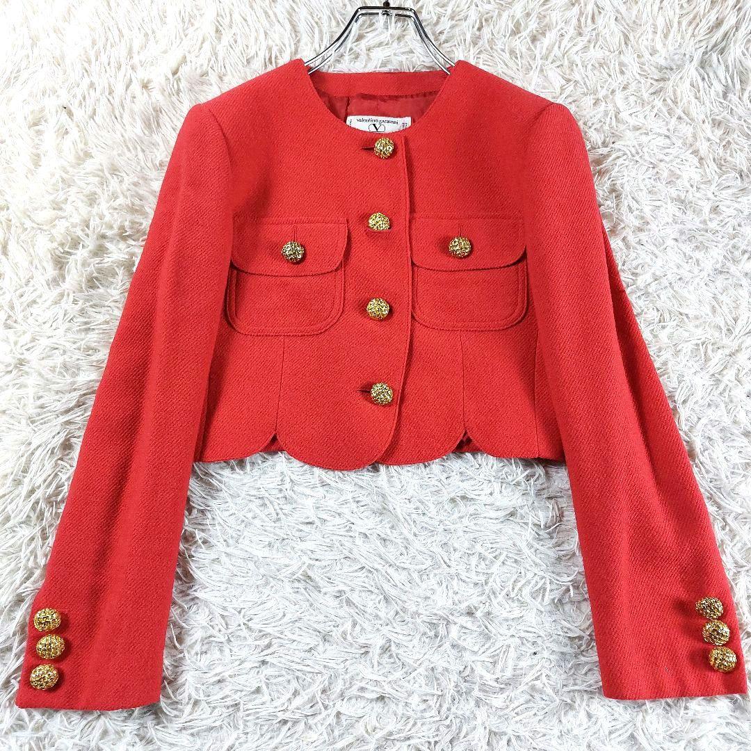 美品 VALENTINO GARAVANI 金ボタンノーカラージャケットイタリア