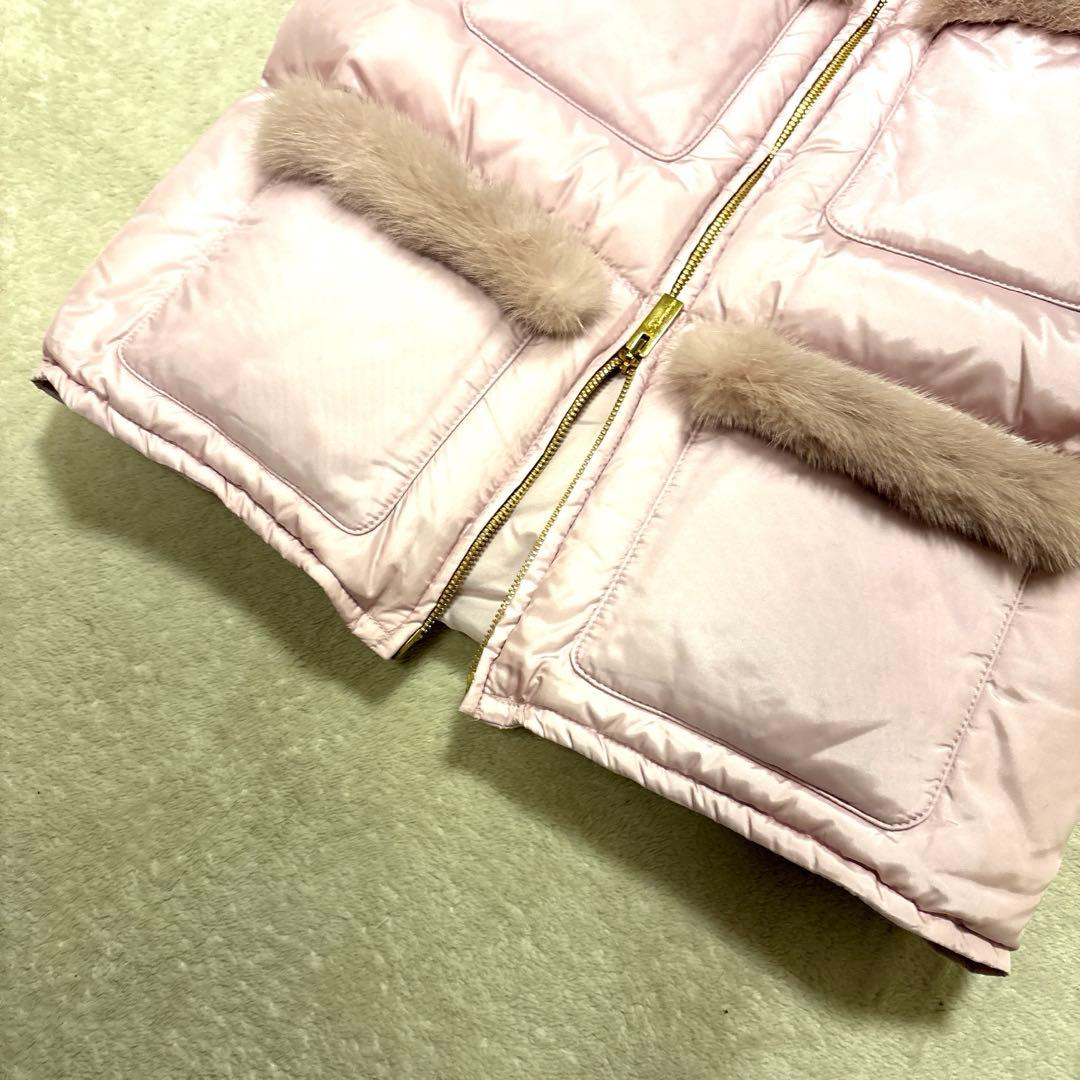 ジャケット・アウター BLUMARINE MINKFAR JEWELD PADDEDVEST PINK