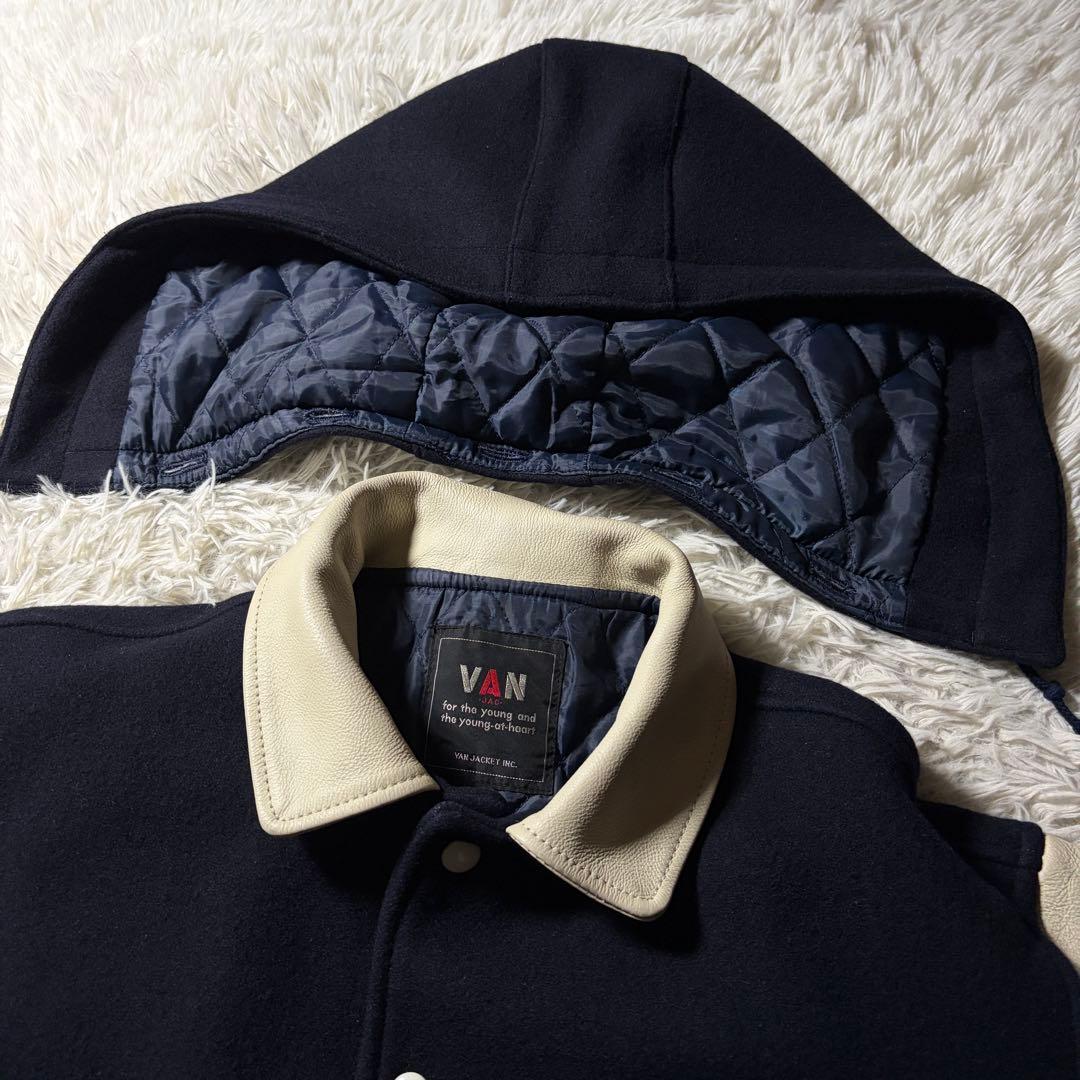 テ*ツ様 美品/希少✨VAN JACKET スタジャン　袖レザー　アーチロゴ　2