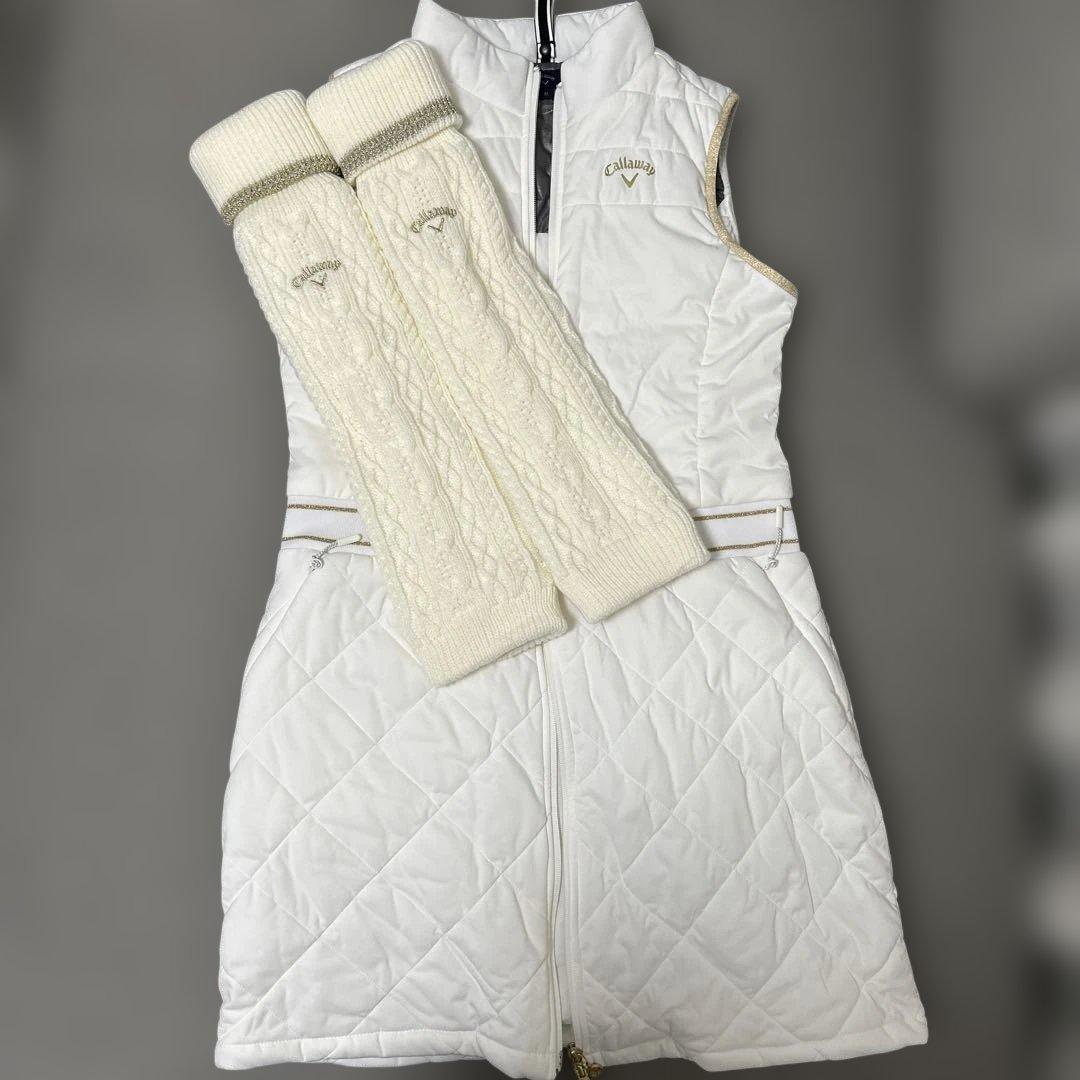 Callaway レディース M ホワイト ベストとレッグウォーマー
