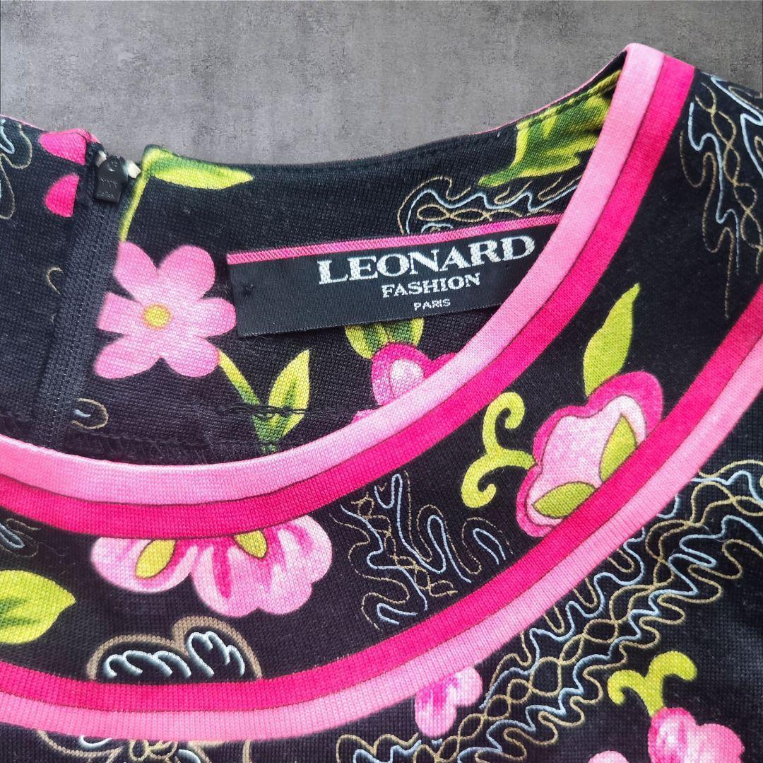 【極美品】LEONARD レオナール花柄 ウールxシルク混カットソー M 日本製