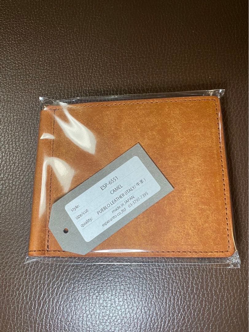 136【新品】エスペラントesperantoケース付マネークリップキャメル