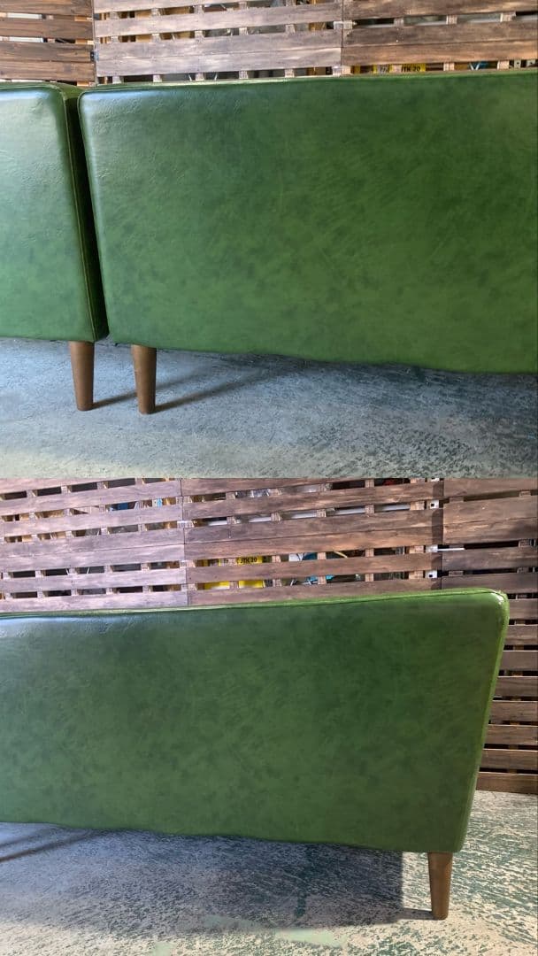 H425\" niko and コーナーソファ L字型 合皮 グリーン