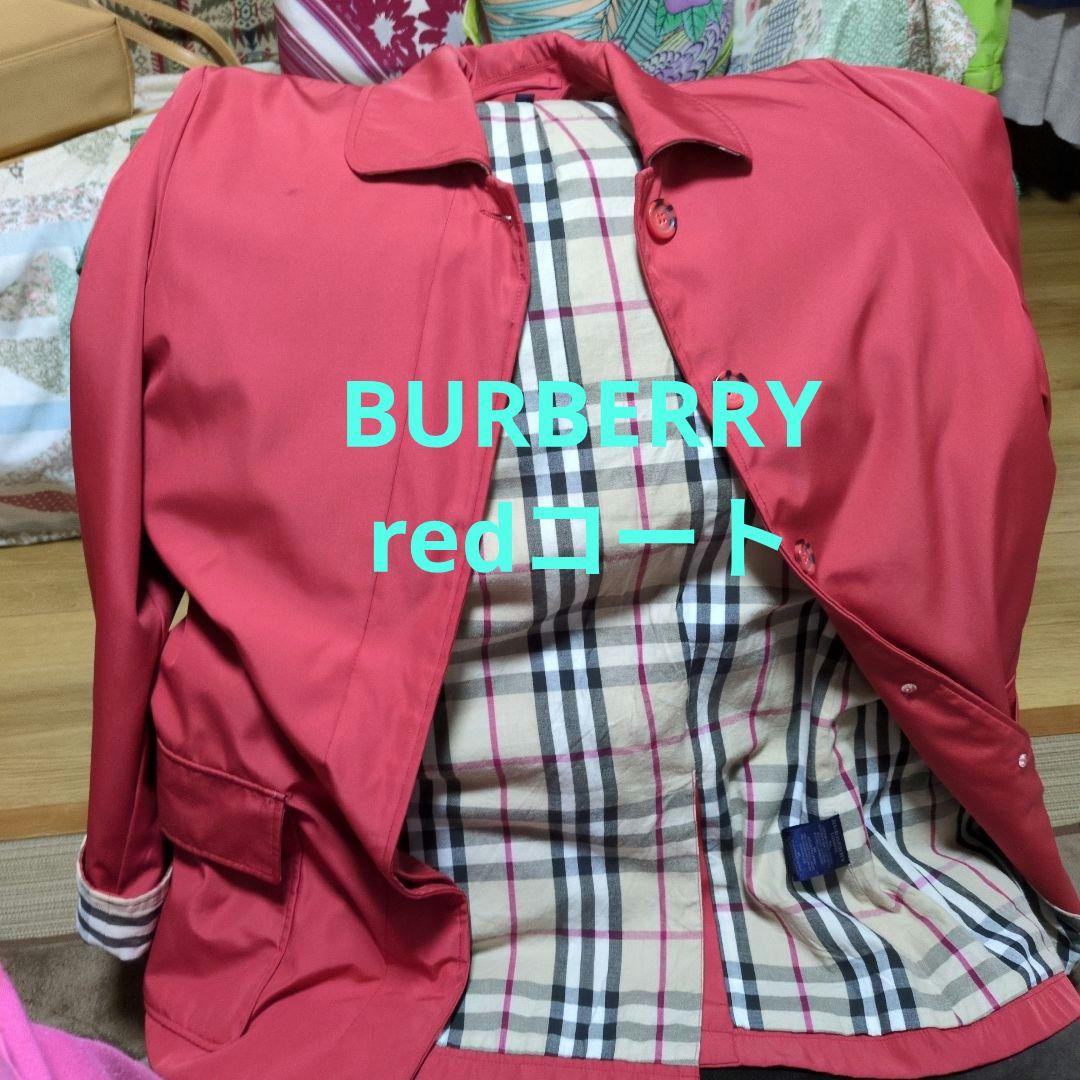 ❤　BURBERRY LONDON・赤 トレンチノバチェックコート・Lsize