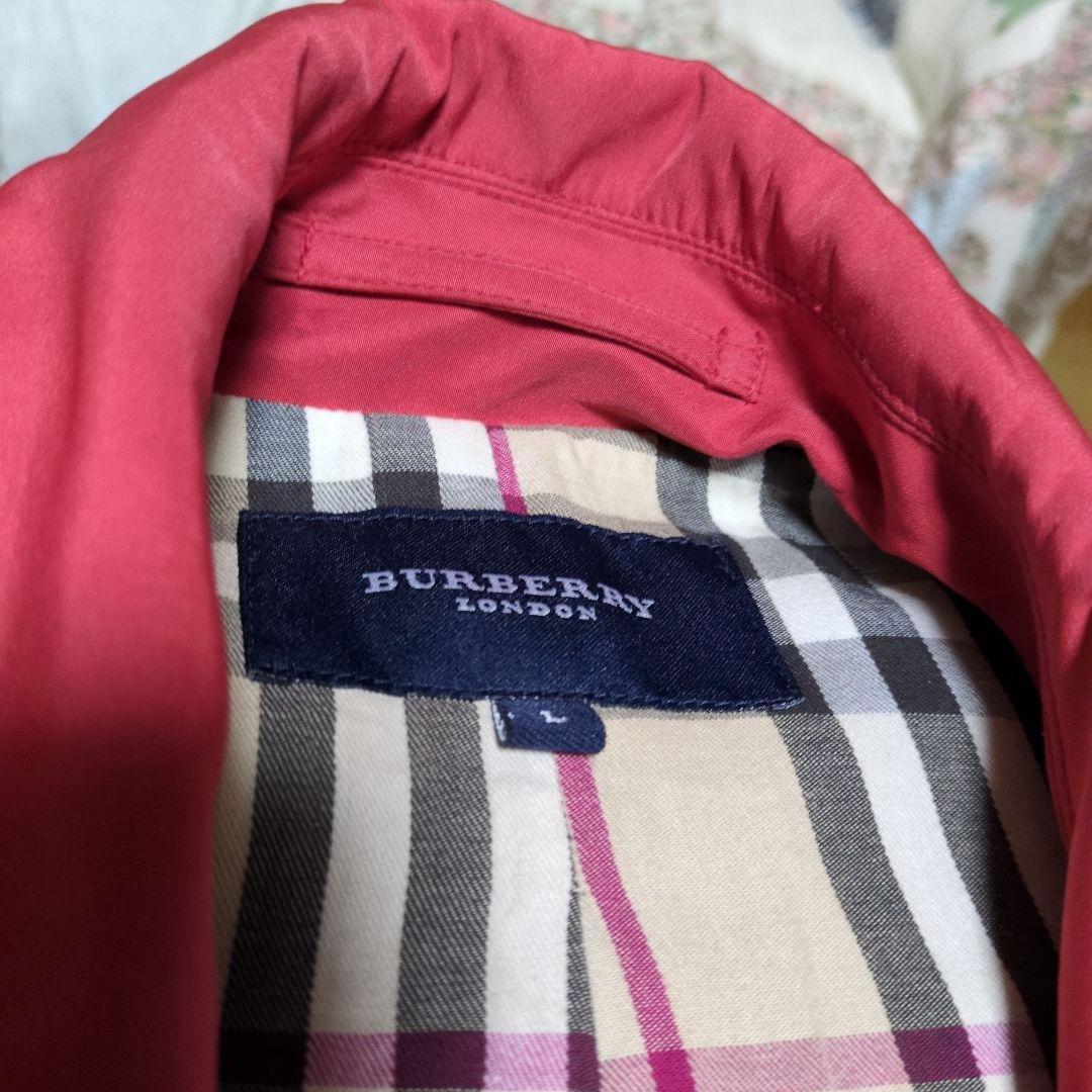 ❤　BURBERRY LONDON・赤 トレンチノバチェックコート・Lsize
