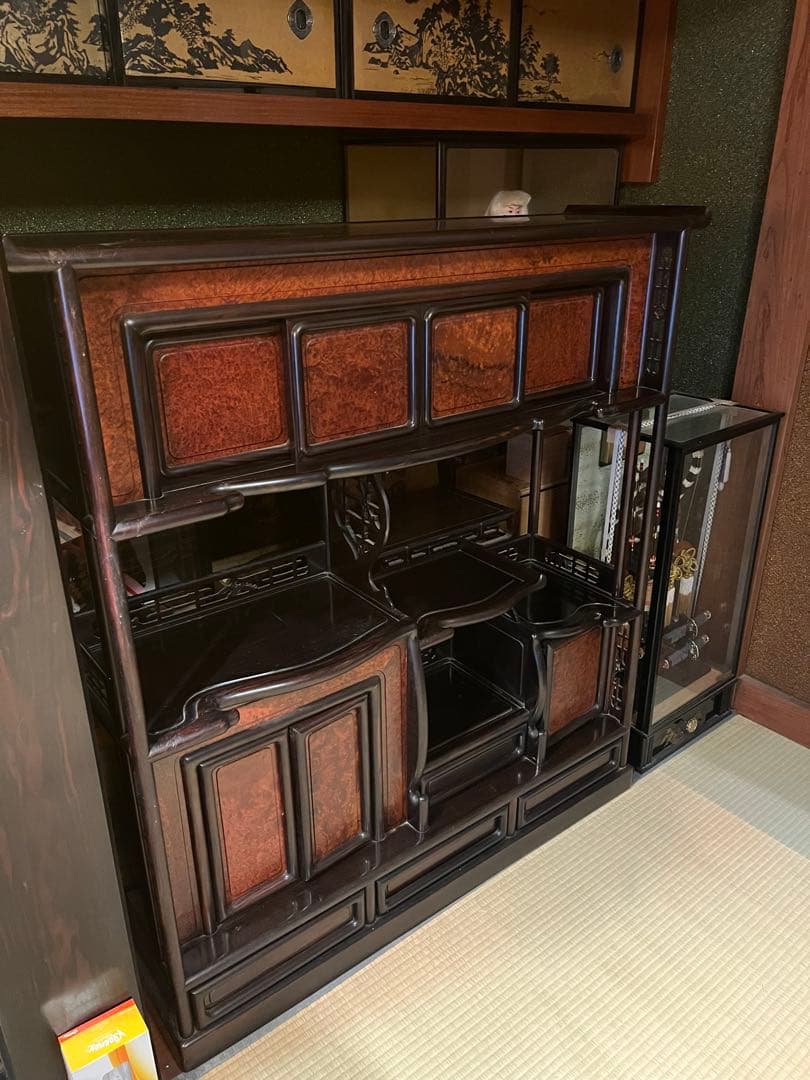 唐木茶棚 玉杢 花梨　紫檀　飾棚