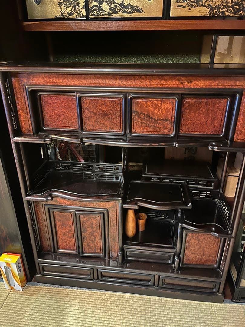 唐木茶棚 玉杢 花梨　紫檀　飾棚