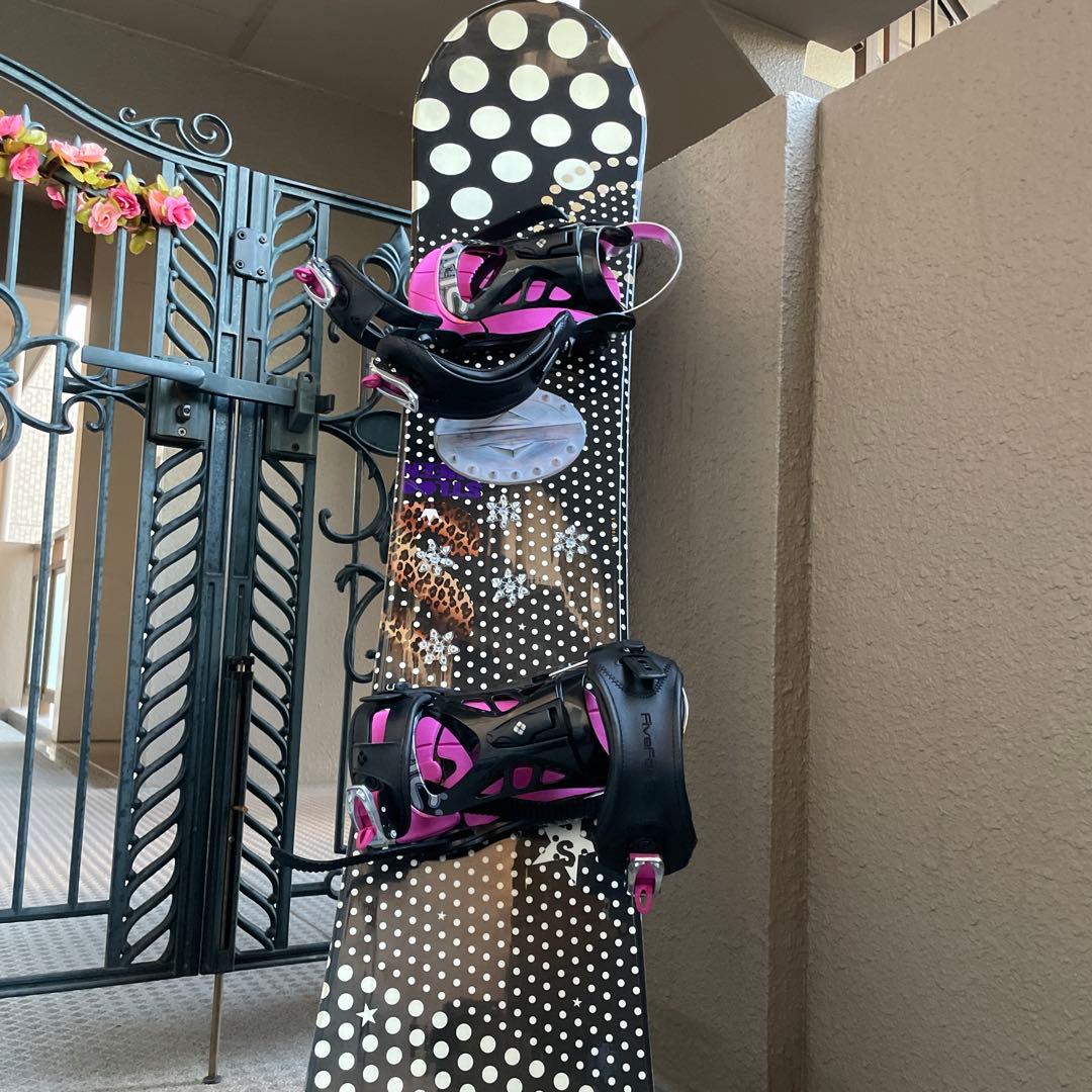 スノーボードセット 黒水玉模様　女性　子供