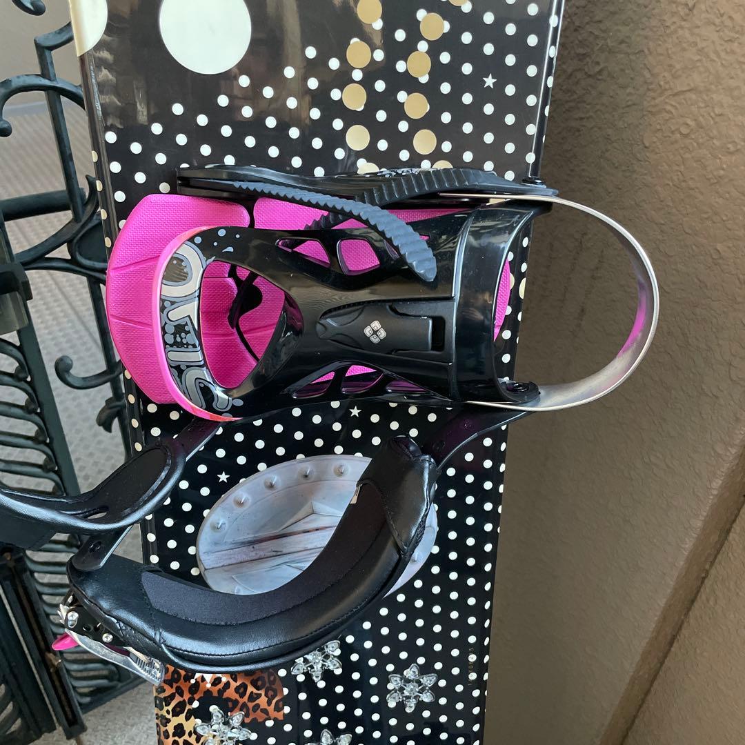 スノーボードセット 黒水玉模様　女性　子供