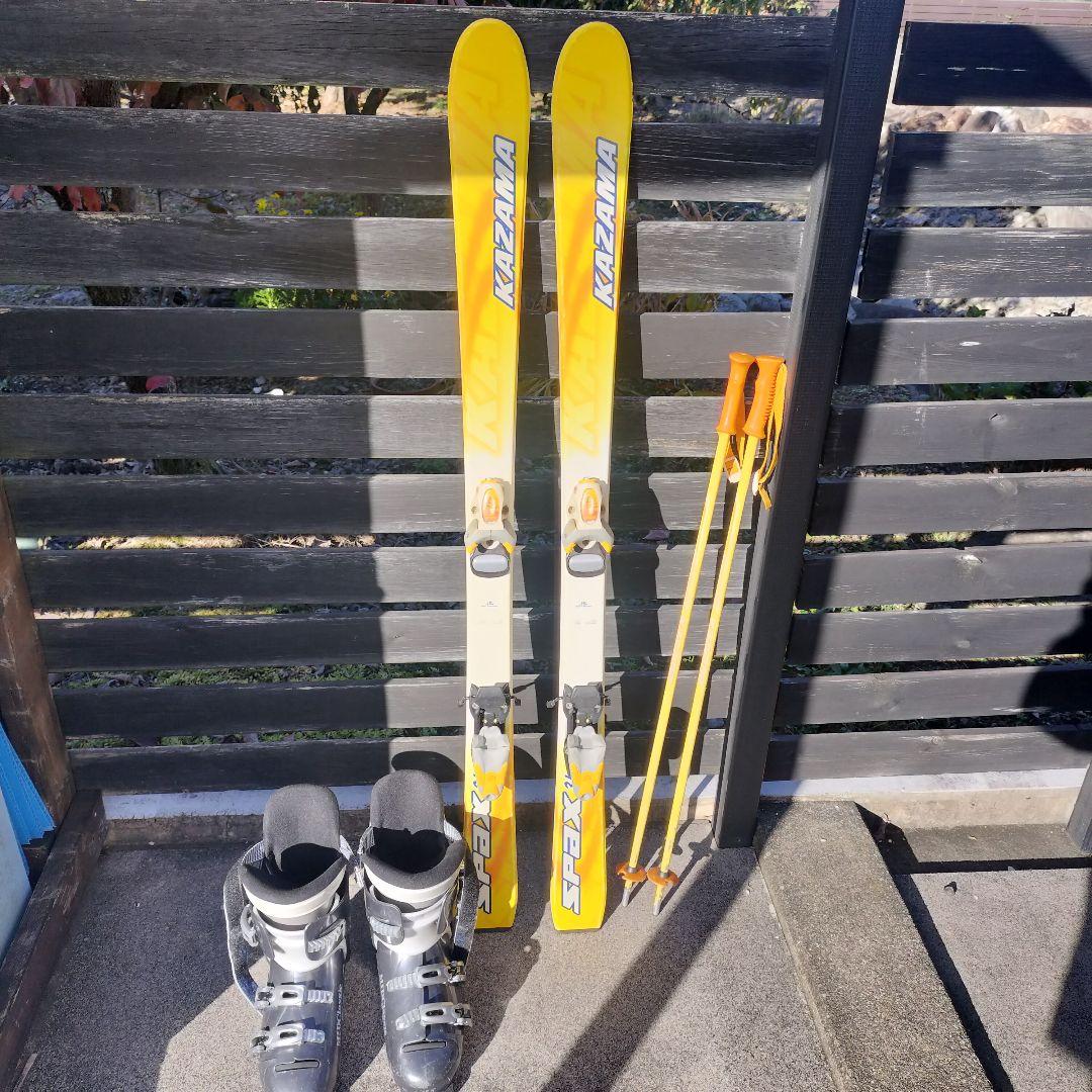 子供 スキー板 130㌢ ビンディング ブーツ 26㌢ ストック 90㌢ セット